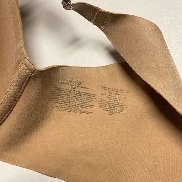 Soma Tan Beige Vanishing Back Full Coverage Bra Women's Size 38D - Picture 7 of 7